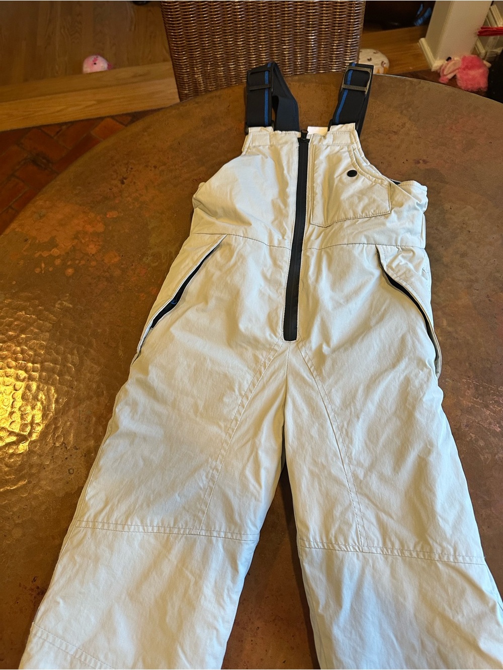 Zara Kids Off-White Snow Bib Pants with Black Trim. Size 9